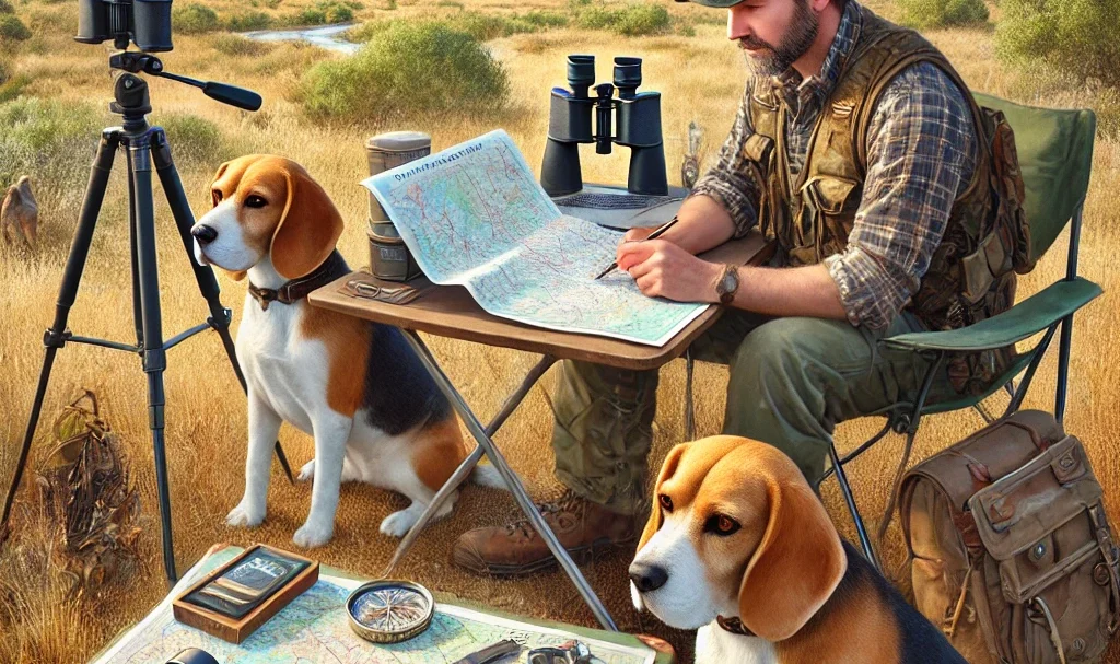 preparing for rabbit hunting with dogs